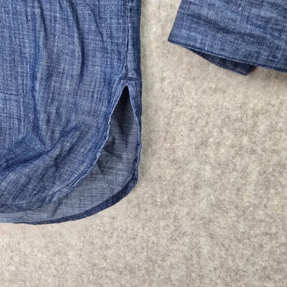 Ann Taylor LOFT Button-Up Blue Chambray Long Sleeve Shirt XS Cotton Softened - Picture 4 of 7